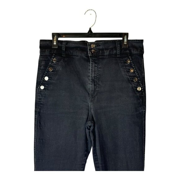 Joe's‎ Jeans Women 32 Black Faded High Rise Button Detail The Georgia Skinny - Picture 4 of 10